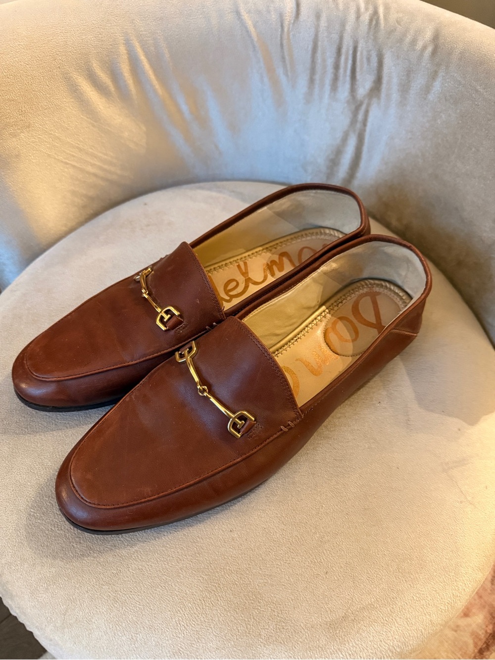 Sam Edelman Brown Leather Horsebit Loafers